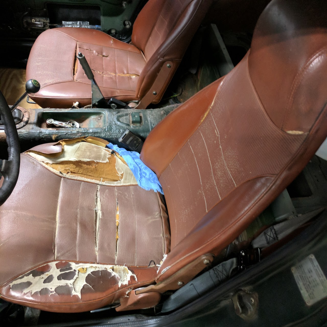 The decrepit state of the drivers seat