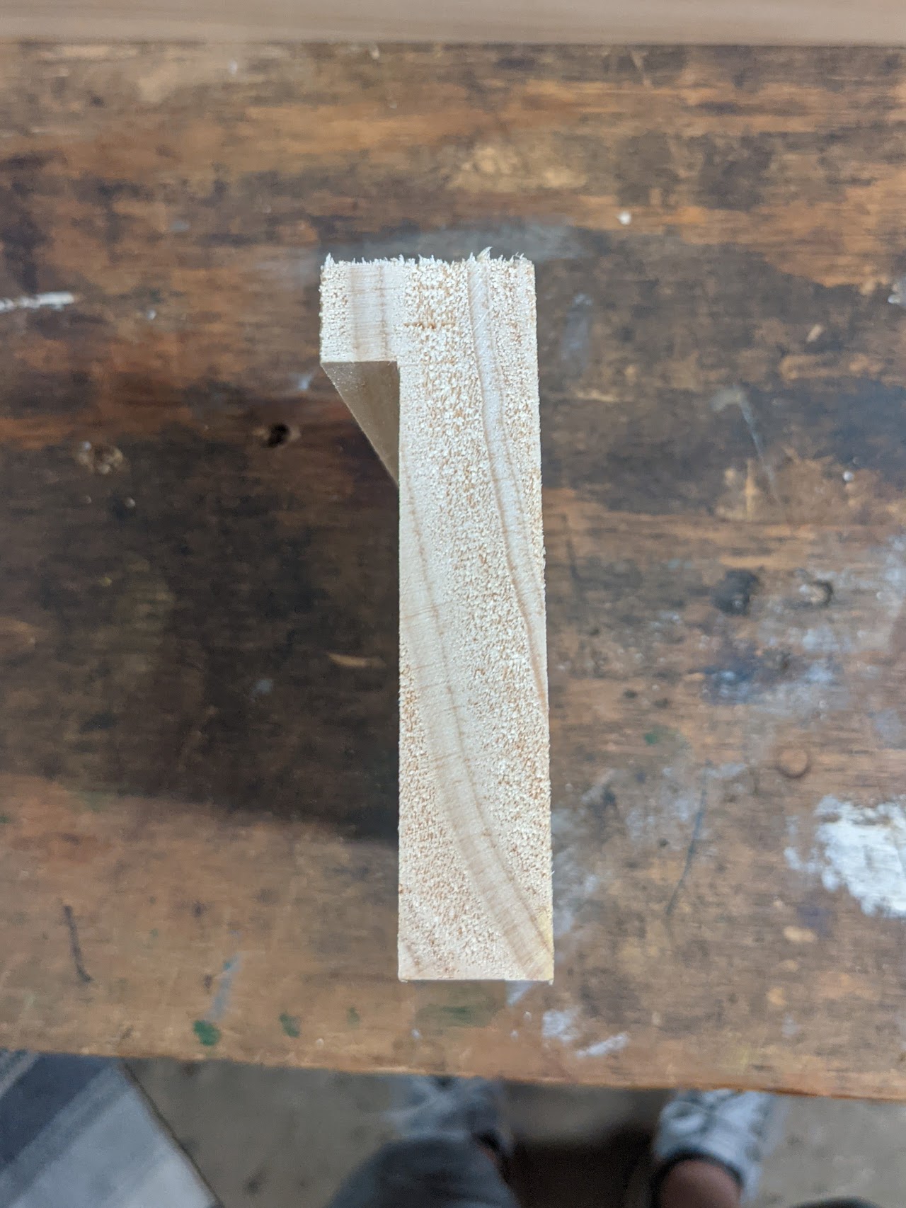Wood cut into L form